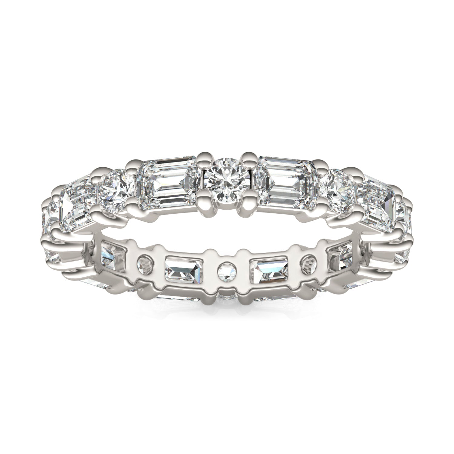 2 2/3 CTW Emerald Caydia® Lab Grown Diamond Alternating Stones Eternity Ring