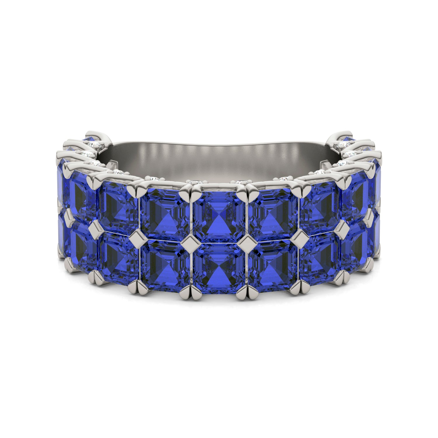 1/6 CTW Round Caydia® Lab Grown Diamond Two Row Anniversary Ring featuring Created Sapphire