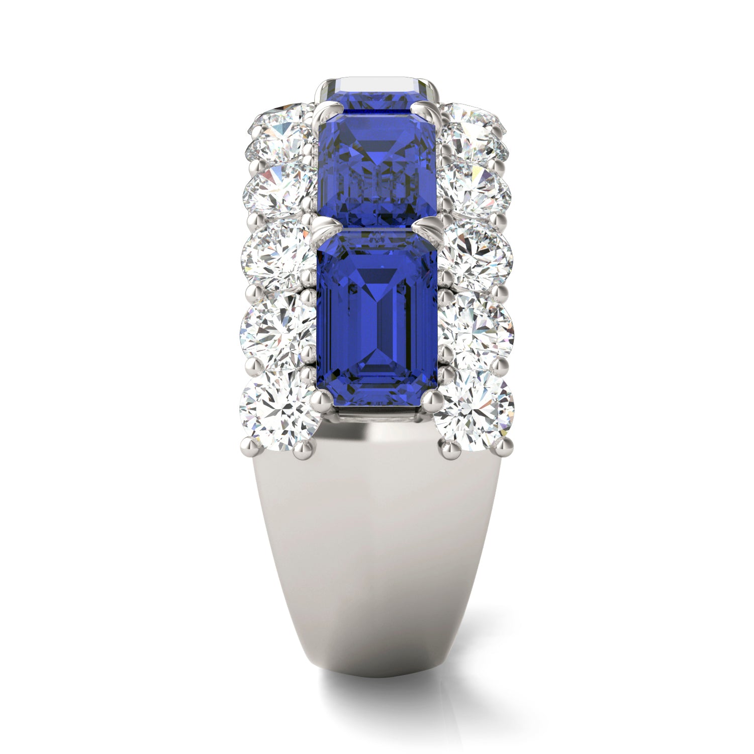 1 3/4 CTW Round Caydia® Lab Grown Diamond Three Row Ring featuring Created Sapphire