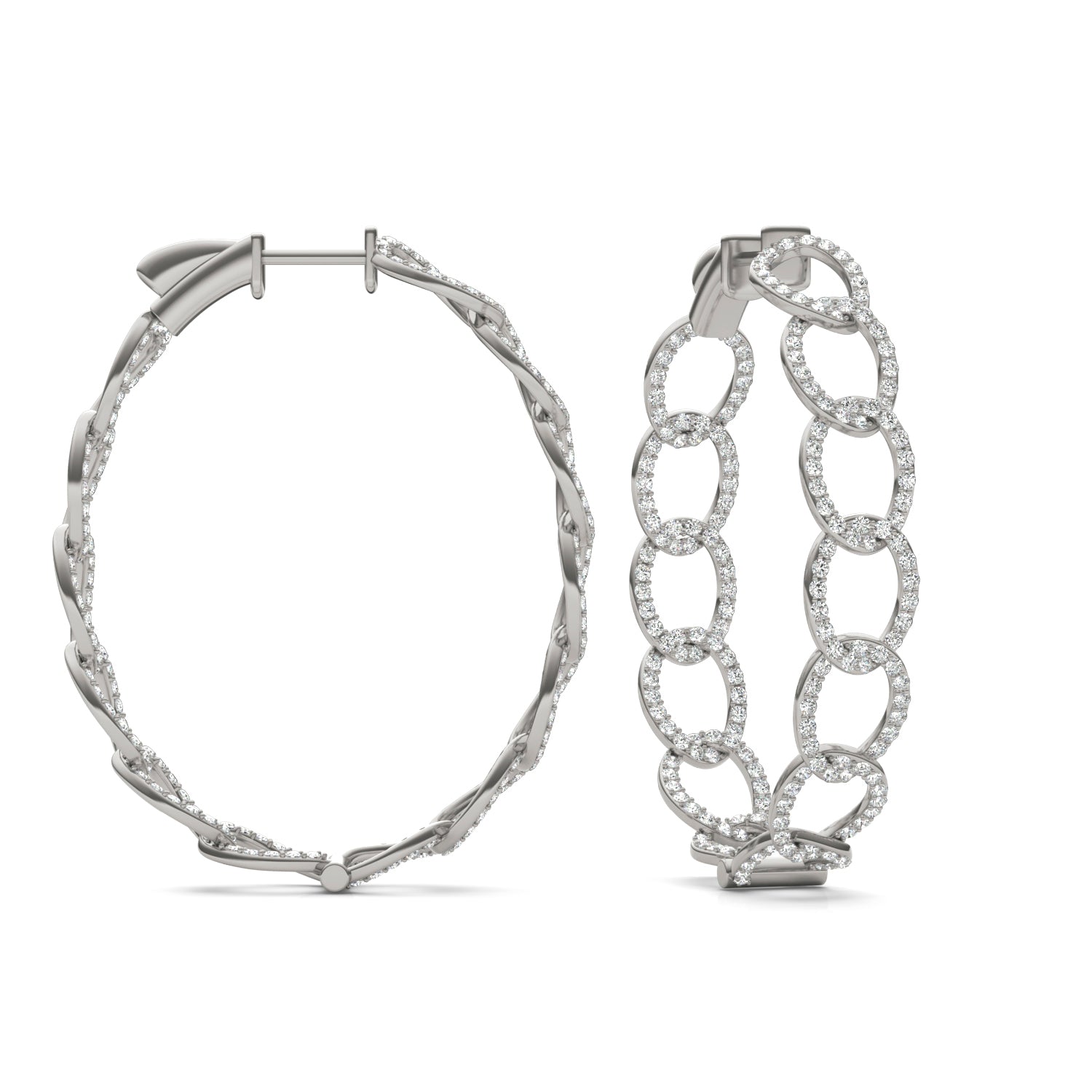 2 2/5 CTW Round Caydia® Lab Grown Diamond Couture Chain Hoop Earrings