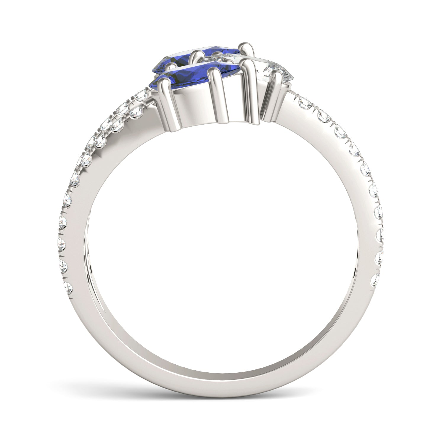3/4 CTW Pear Caydia® Lab Grown Diamond Three Stone Fashion Ring featuring Created Sapphire