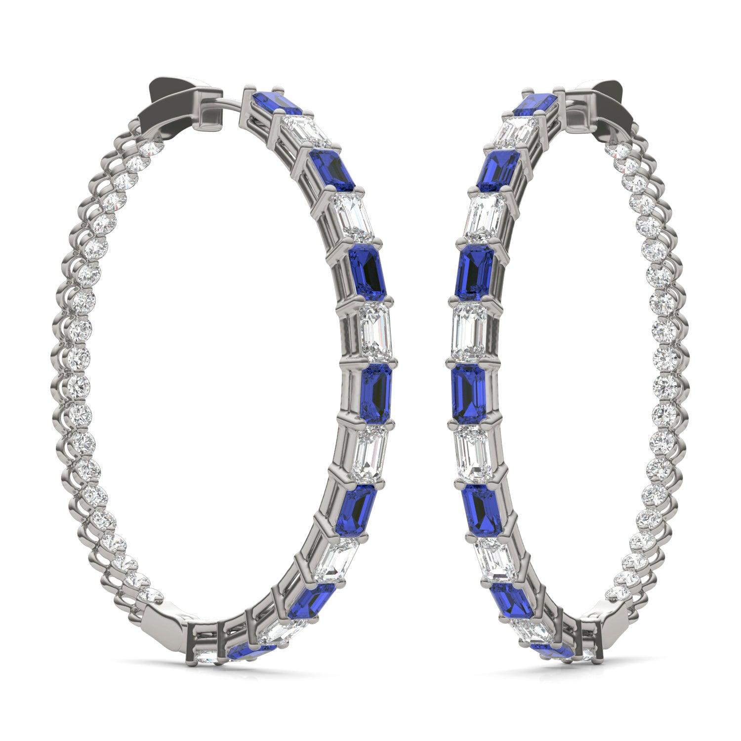 7 CTW Emerald Caydia® Lab Grown Diamond Couture Multi Stone Inside Out Hoop Earrings featuring Created Sapphire