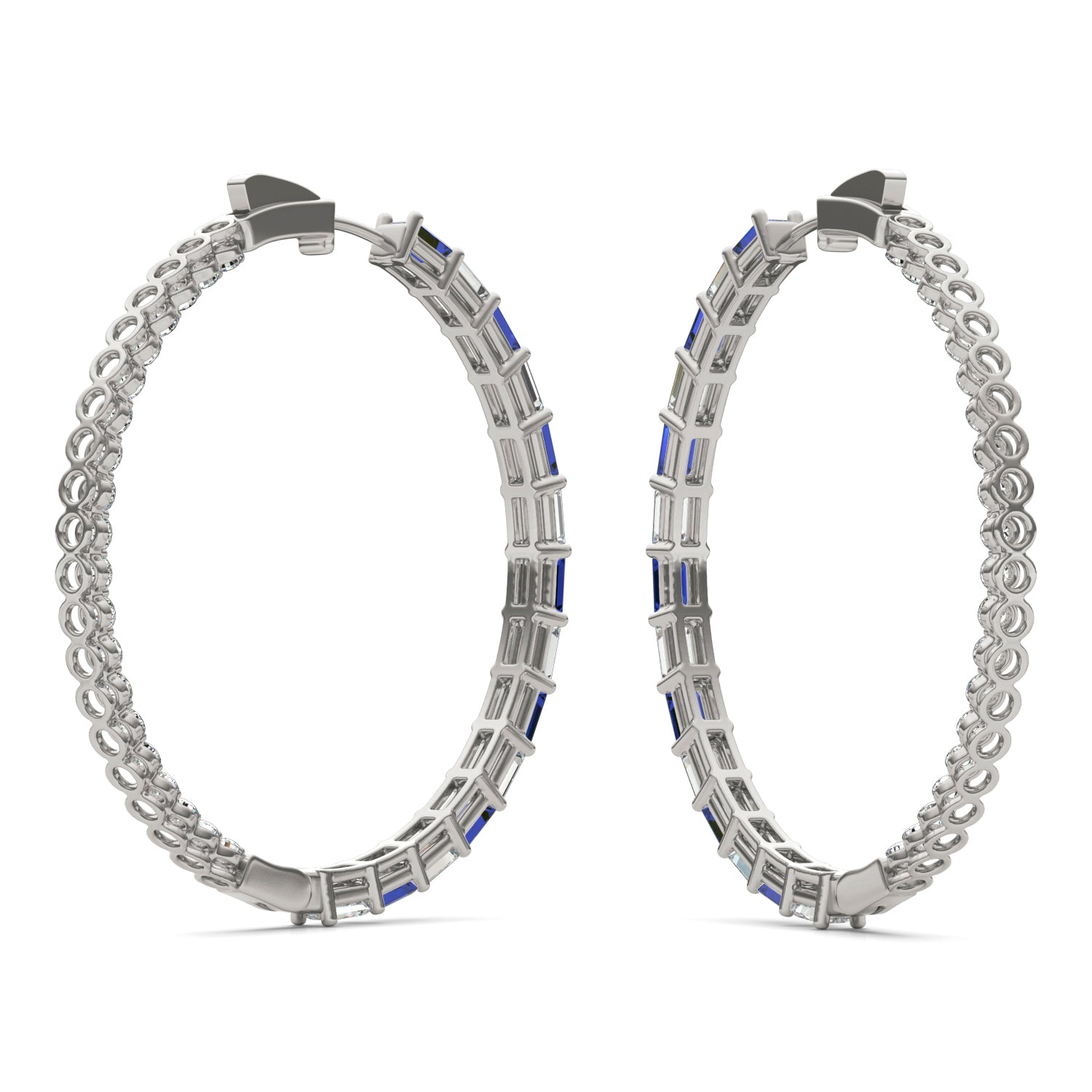 7 CTW Emerald Caydia® Lab Grown Diamond Couture Multi Stone Inside Out Hoop Earrings featuring Created Sapphire