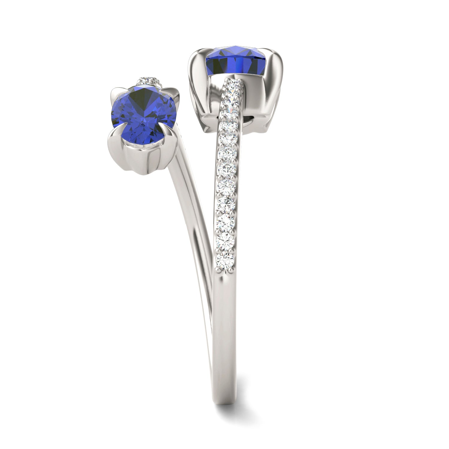1/5 CTW Round Caydia® Lab Grown Diamond Crossover Fashion Ring featuring Created Sapphire