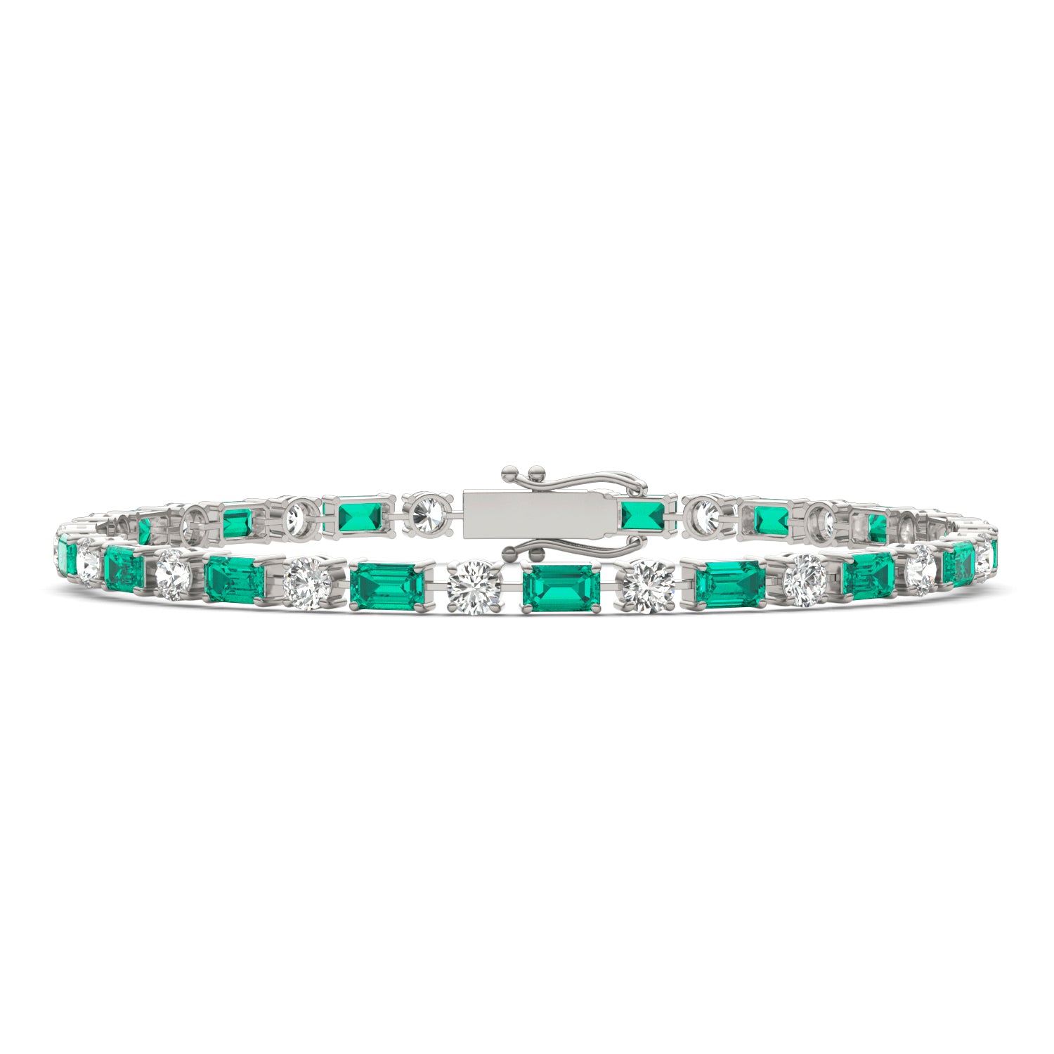 2 1/2 CTW Round Caydia® Lab Grown Diamond Alternating Tennis Bracelet featuring Created Emerald