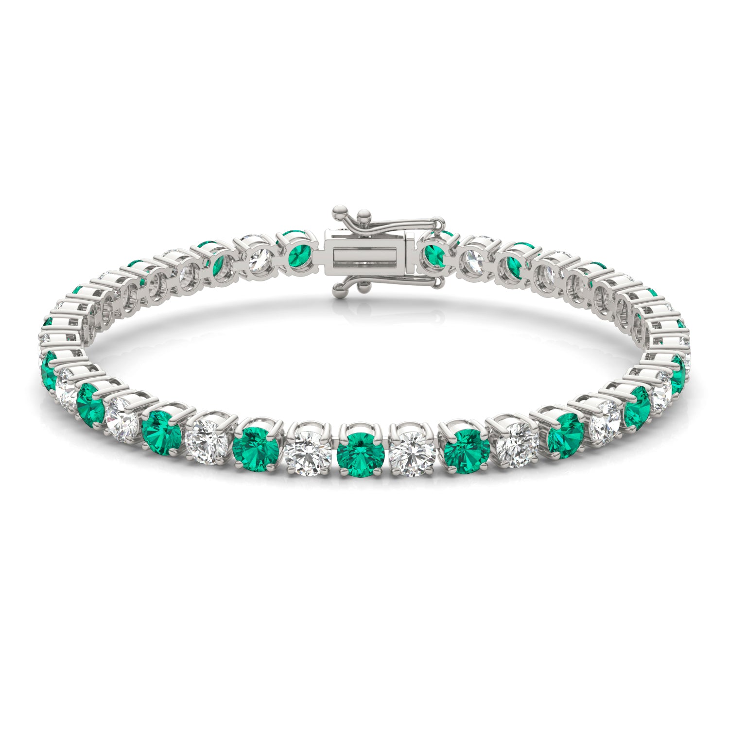 5 1/2 CTW Round Caydia® Lab Grown Diamond Classic Tennis Bracelet featuring Created Emerald