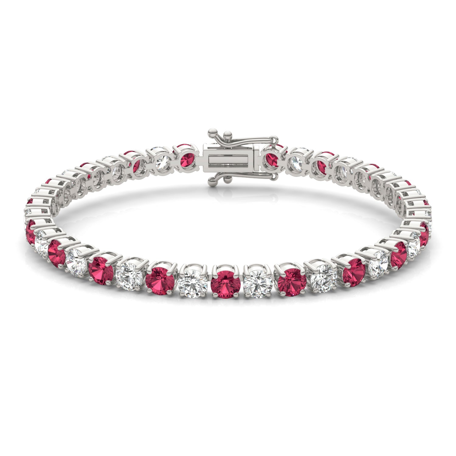 5 1/2 CTW Round Caydia® Lab Grown Diamond Classic Tennis Bracelet featuring Created Ruby